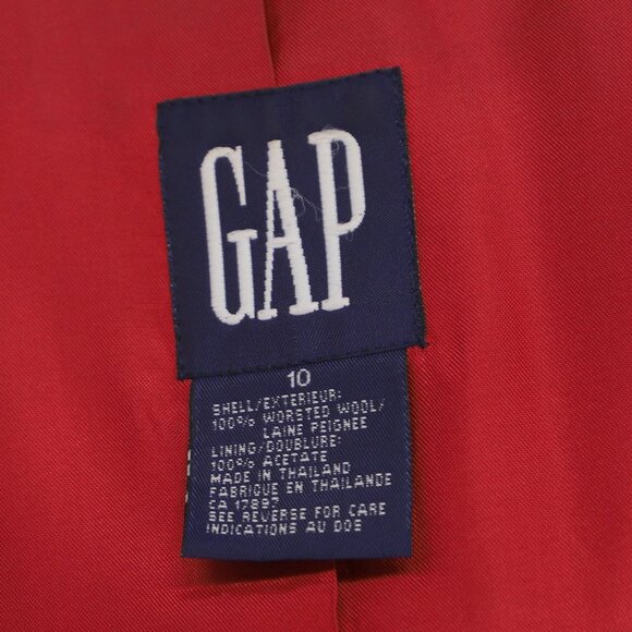 GAP VINTAGE 90s Women's Wool Red Plaid 3 Button Blazer Size 10 - Picture 6 of 6